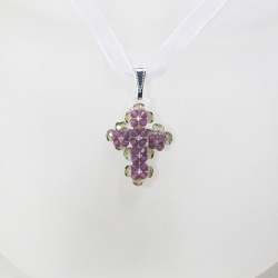 Pendant 40cm - Trevina-Violet Organza - Pendant 40cm - Laiton argenté